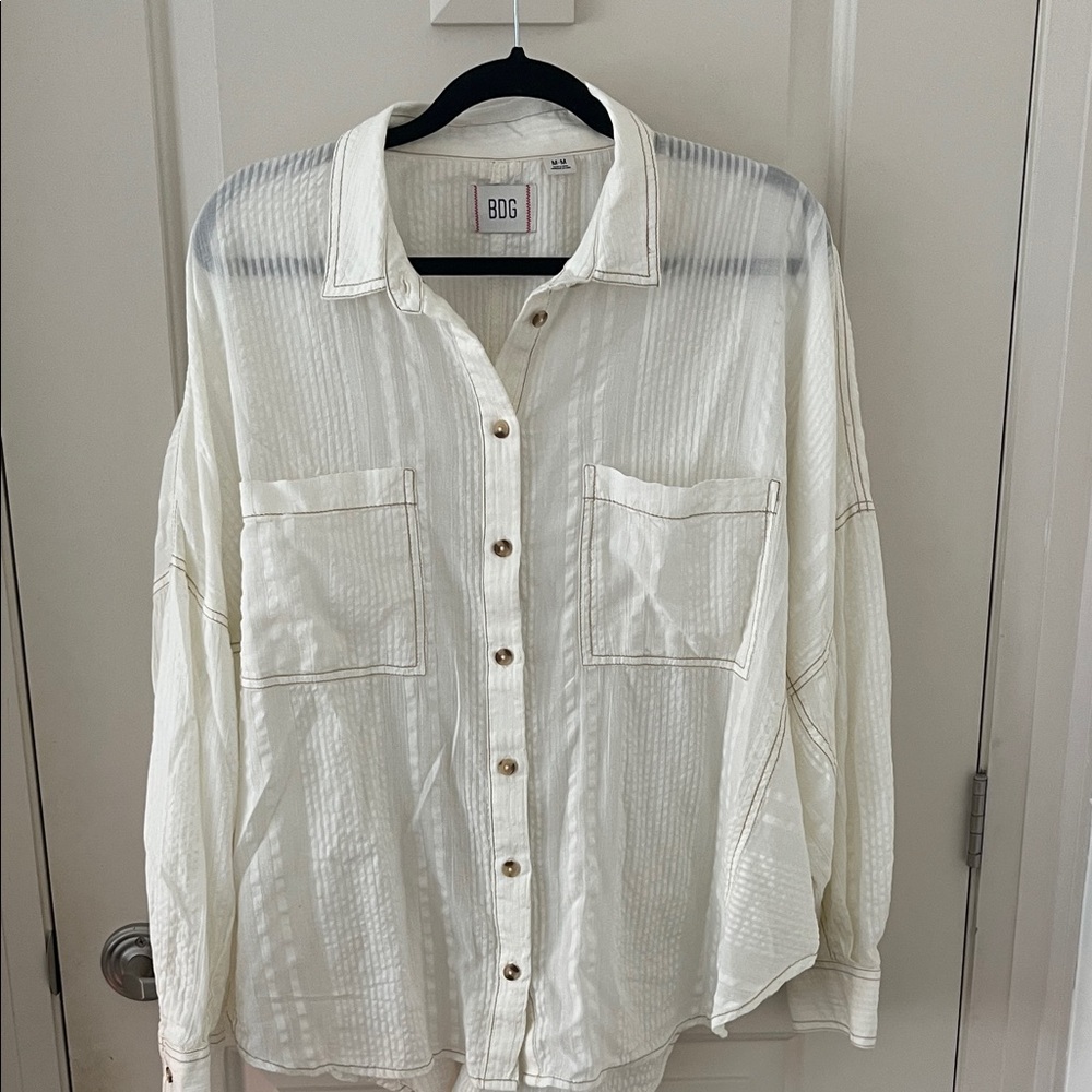 BDG Women’s Cream Button-Down Shirt